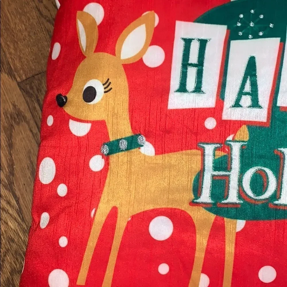 ‎Hobby Lobby Happy Holidays reindeer pillow